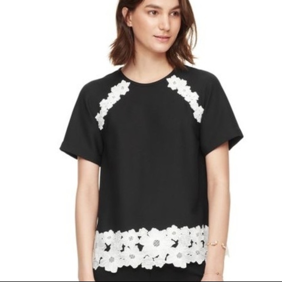 Kate Spade Lace Trim Satin Crepe Top NWT Sz 2 - Picture 5 of 8